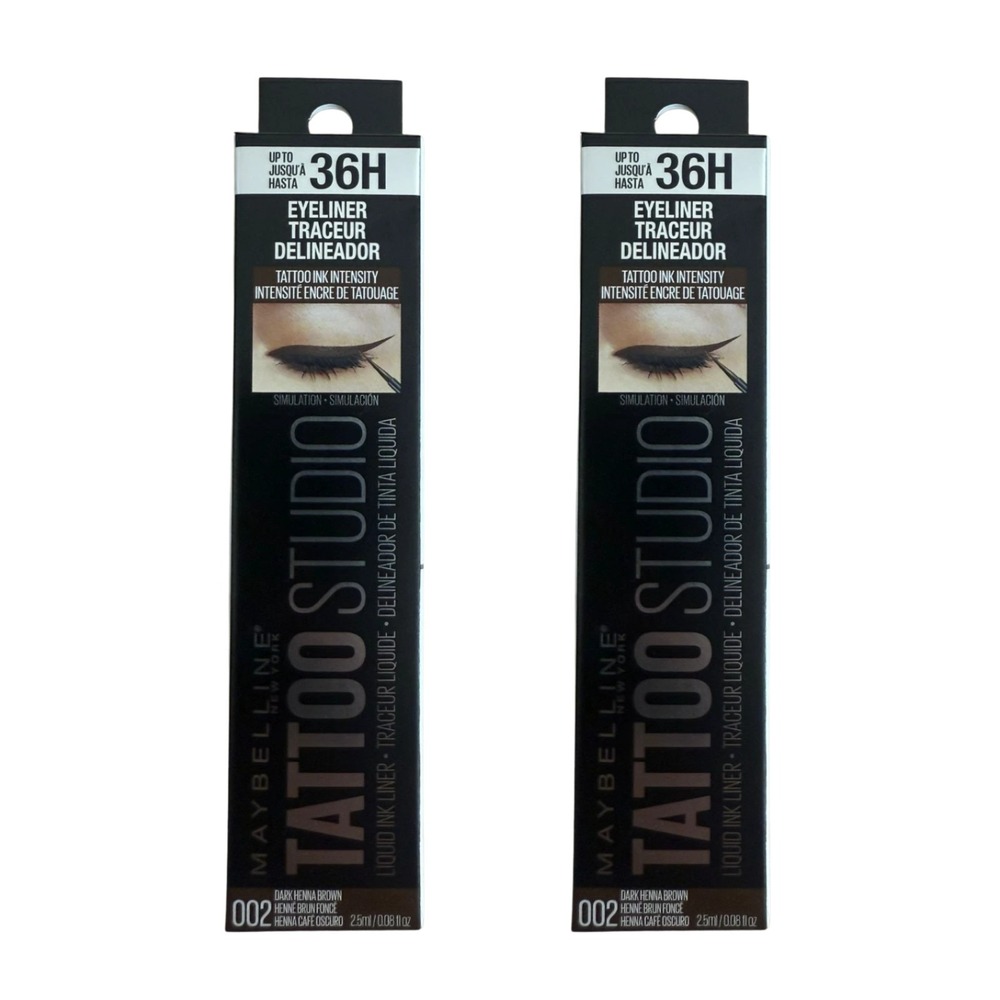 Maybelline Tattoo‎ Studio Liquid Ink Eyeliner #002 Dark Henna Brown 36H BOGO